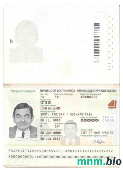 Paszport RPA w formacie PSD, w pełni edytowalny (2009 – obecnie) przykład w formacie PSD